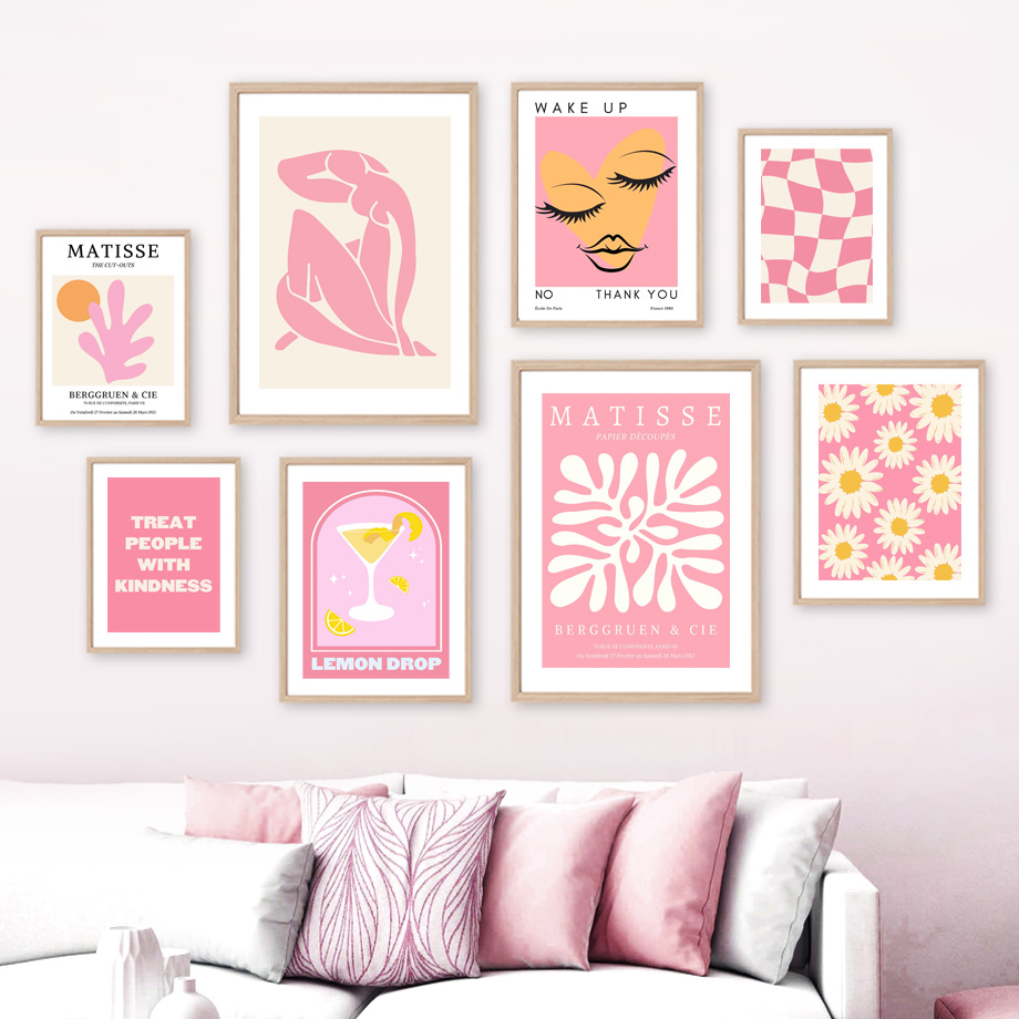 Resin Art On Wall - Женщина Матисса, лист, цветок, напиток, ангельское