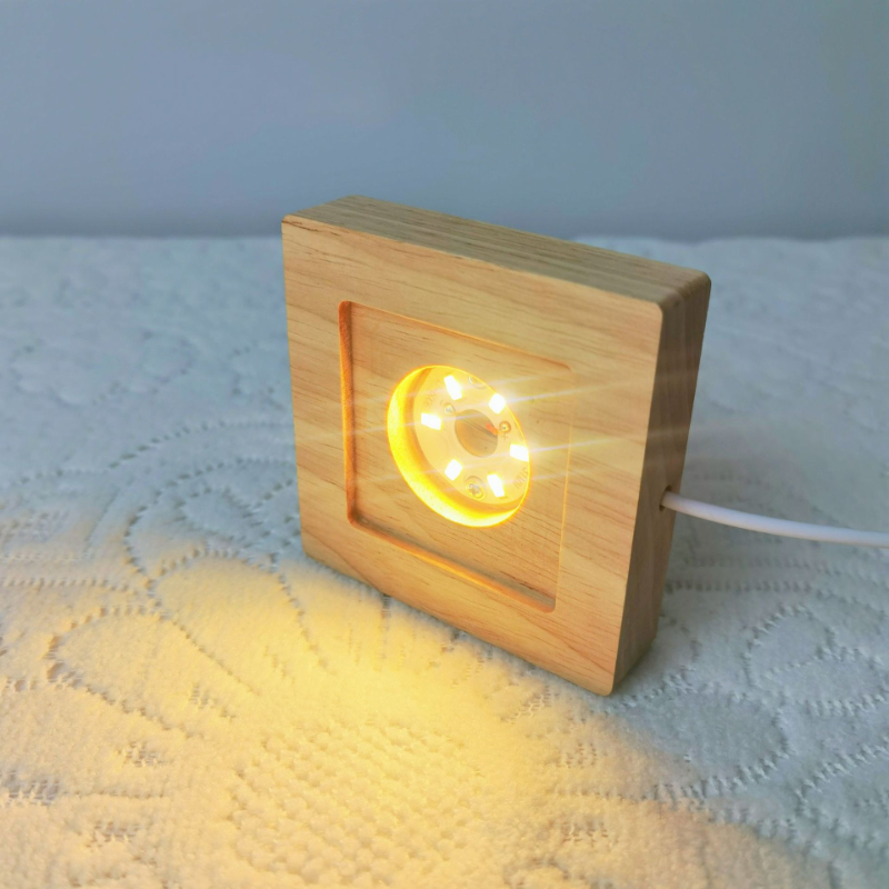 Resin Art Wooden Tray - Квадратные светодиодные фонари Основание дисплея Деревянная