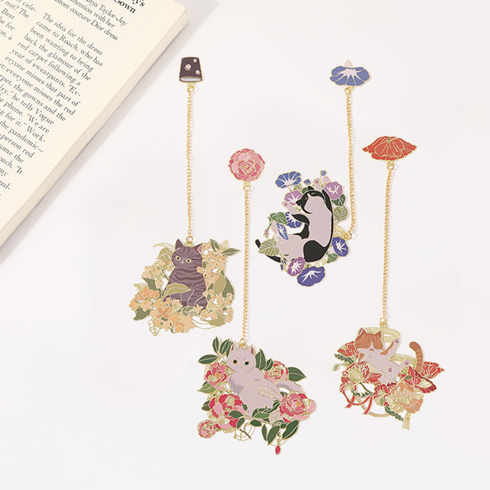 Resin Art Bookmark - 1 шт., закладка с цветочным котом,