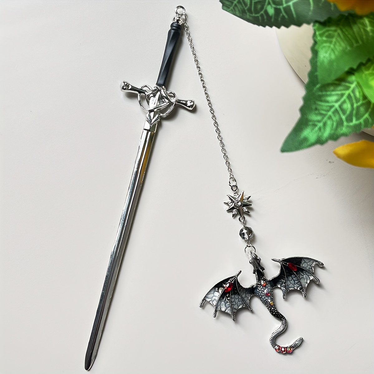 Resin Art Bookmark - Bview Art Средневековый Меч Дракона Закладка